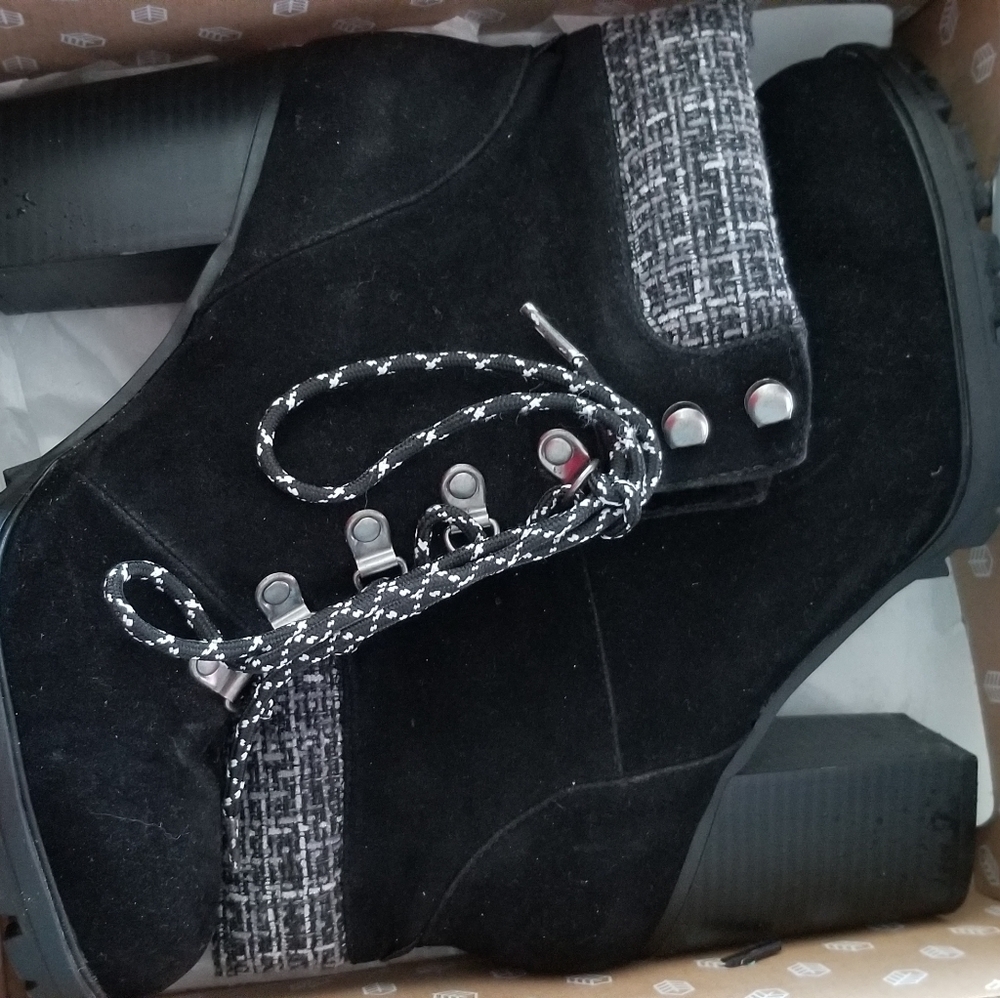 Black faux suede booties